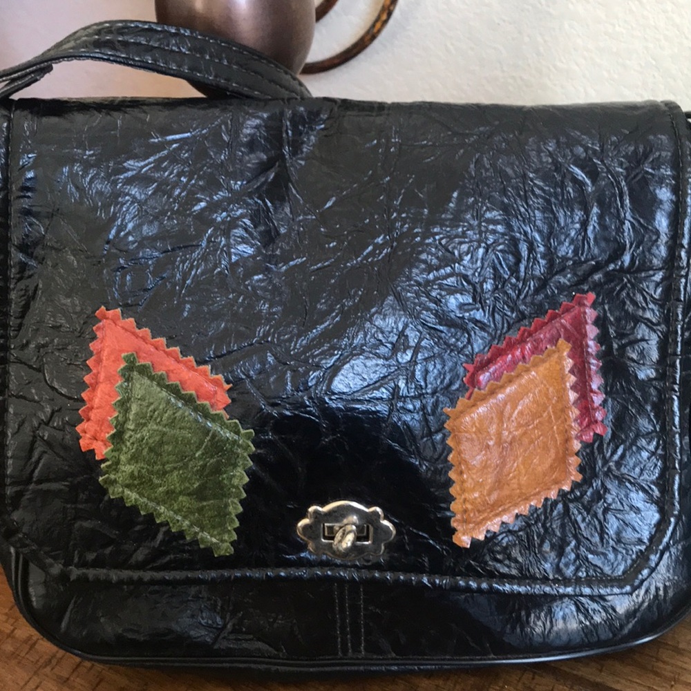COPY - Distressed patent look leather shoulder bag